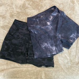 Set of Two Women’s Six Inch Bike Workout Camo Shorts